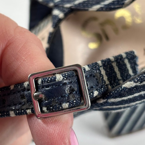 Circus by Sam Edelman Eva Pump Heels Sz 9‎ Navy White Stripe Bow Nautical Pin-up - Picture 10 of 11